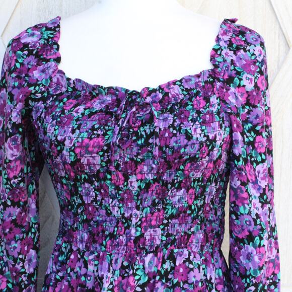 Wild Fable Long Sleeve Floral Mini Dress M - Picture 3 of 13